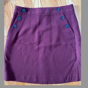 Ann Taylor Marroon Work Skirt with buttons Size 8
